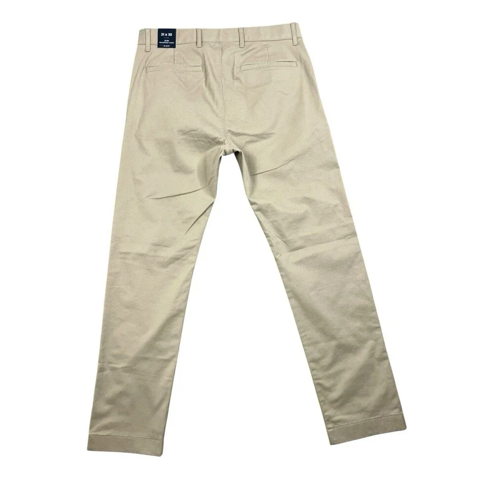 J Crew Chino Pants Mens 31x30 Khaki Stretch Slim TruTemp365 Lightweight CO402